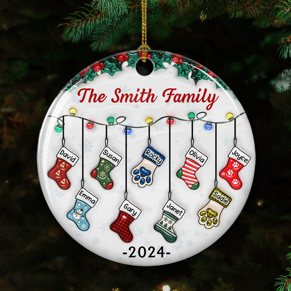 Custom Christmas Decor Home Birthday Gifts For Dog Lovers • Christmas Together - Personalized 3D Inflated Effect Ceramic Ornament