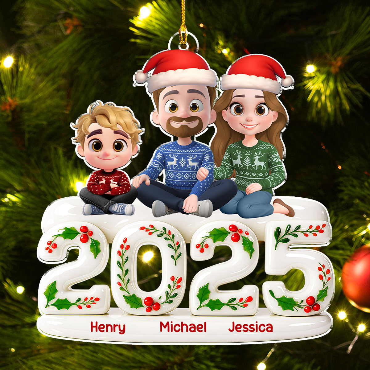 Custom Christmas Decor Home Birthday Gifts For Dog Lovers • Whole Family Hunt Rewards - Personalized 3D Effect Acrylic Ornament