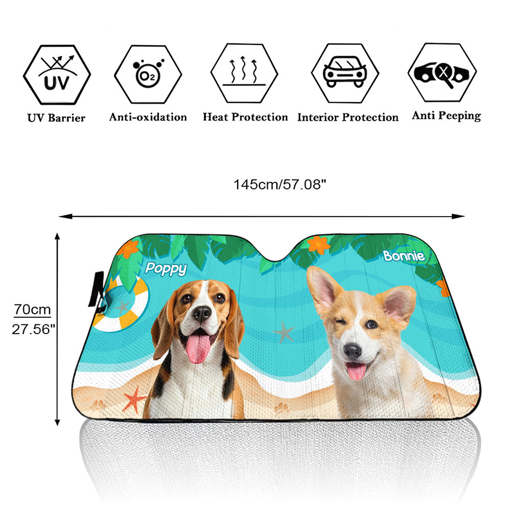 Custom Christmas Birthday Gifts Car Accessories for Dog Parents • Dog Hello Summer Photo - Personalized Car Sunshade