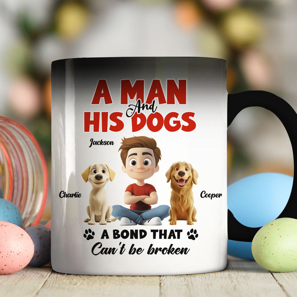 Custom Father's day Birthday Gifts For Dog Dad, Dog Lovers • Unbroken Bond - Personalized Color Changing Mug