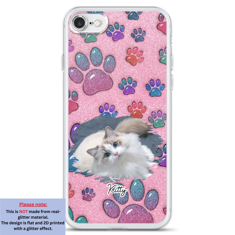 Glittery Paw Mom Cat Ver Photo - Personalized Phone Case