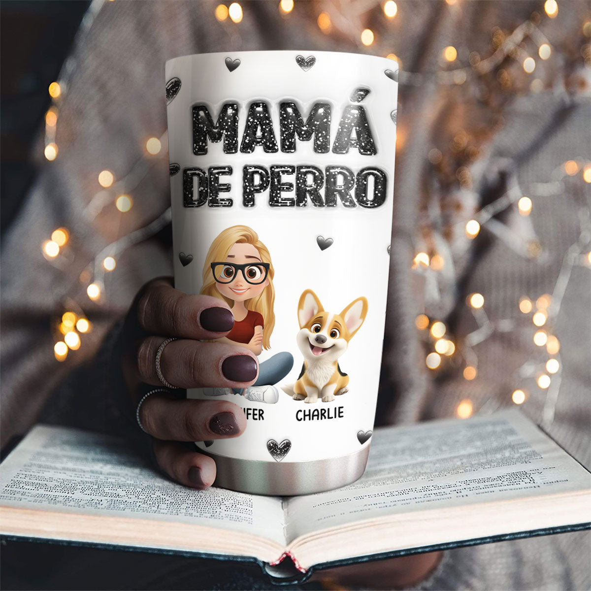 Custom Christmas Birthday Gifts For Dog Mom, Dog Lovers • Te Adoro - Vaso Personalizado con Efecto 3D Inflado