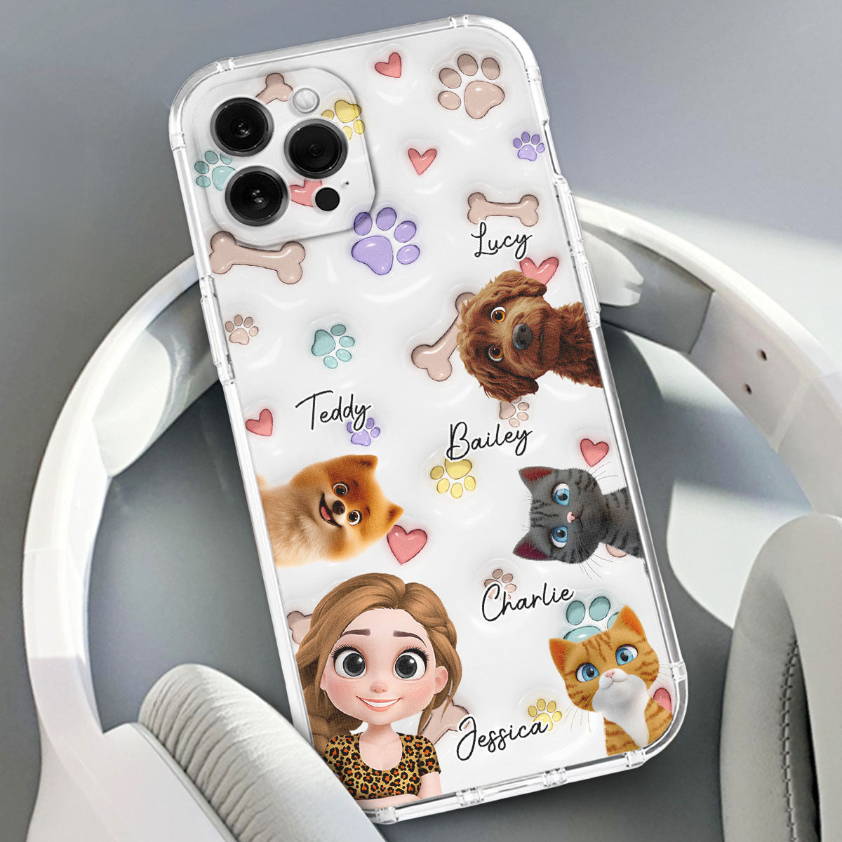 Her Baby Lovely Pets - Personalized 3D Inflated Effect Phone Case