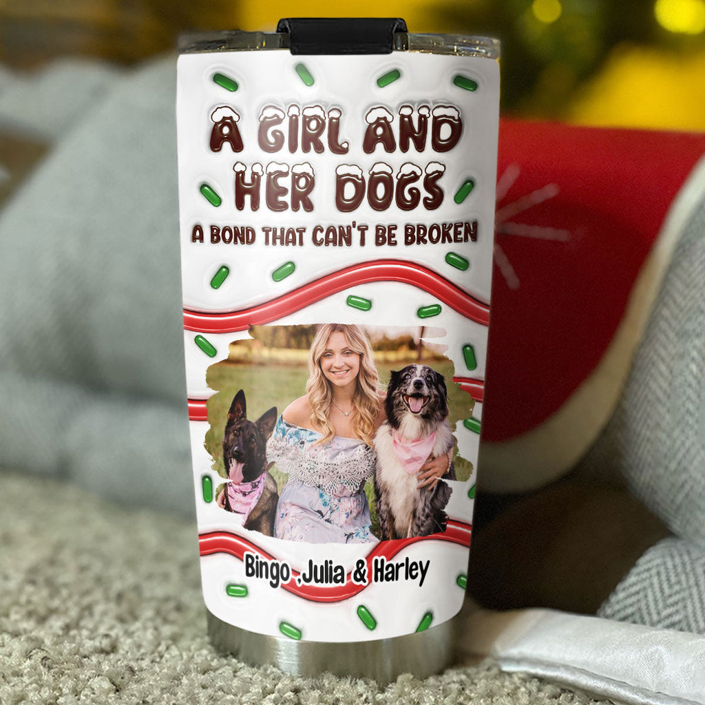 Custom Photo Christmas Birthday Gifts For Dog Mom, Dog Lovers • A Bond Photo - Personalized 3D Inflated Effect Tumbler
