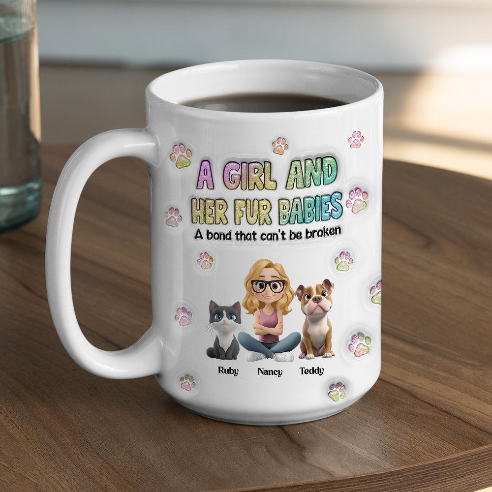 Custom Christmas Birthday Gifts For Dog Mom, Dog Lovers • A Girl And Her Fur Babies - Personalized 3D Inflated Effect Mug