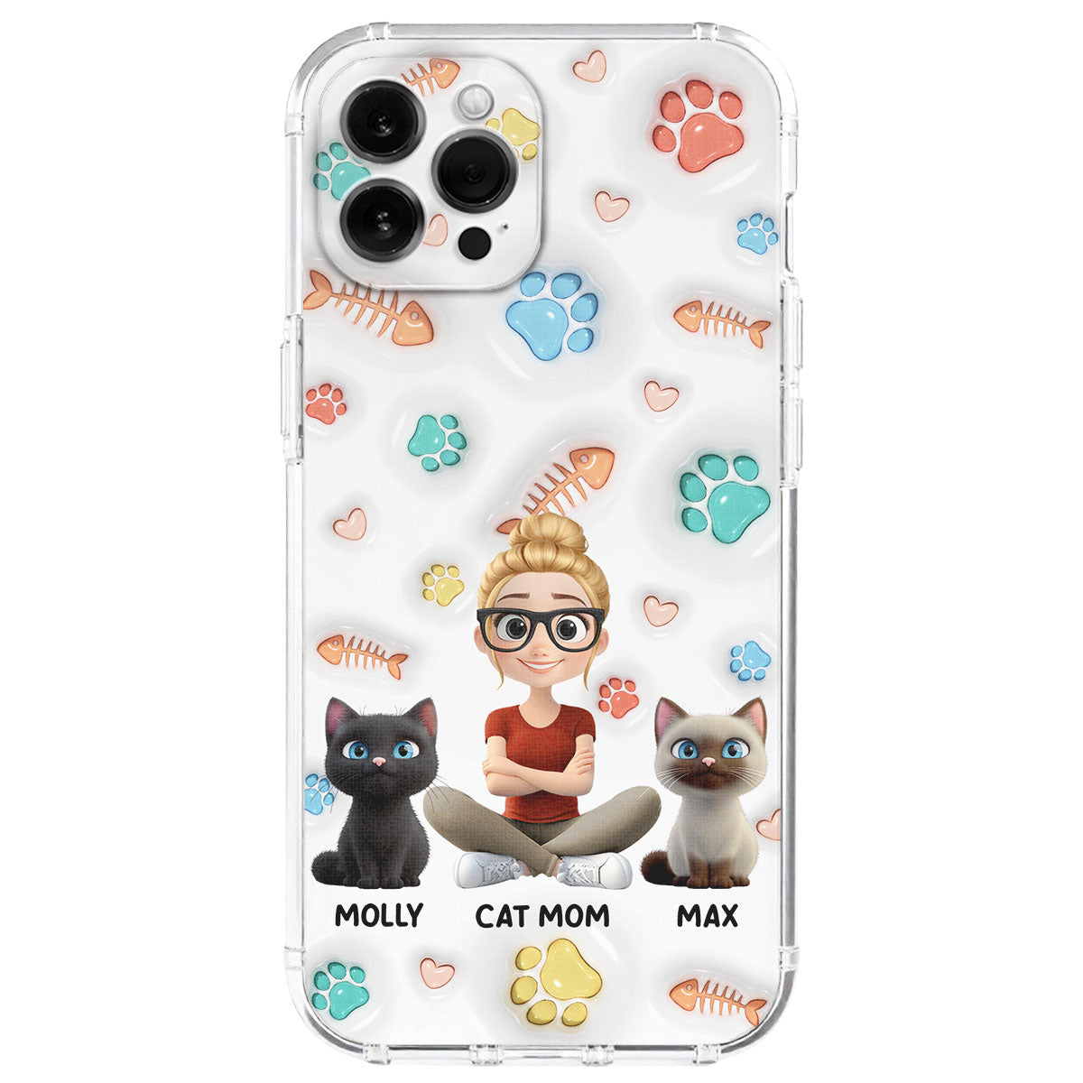 Cute Cat Mom Paw - Personalized 3D Inflated Effect Phone Case
