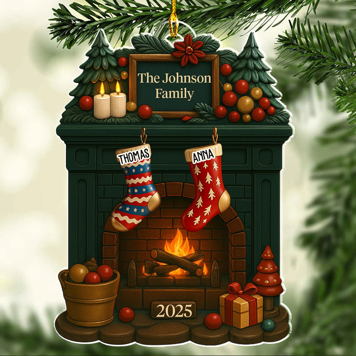 Family Fireplace - Personalized Acrylic Ornament