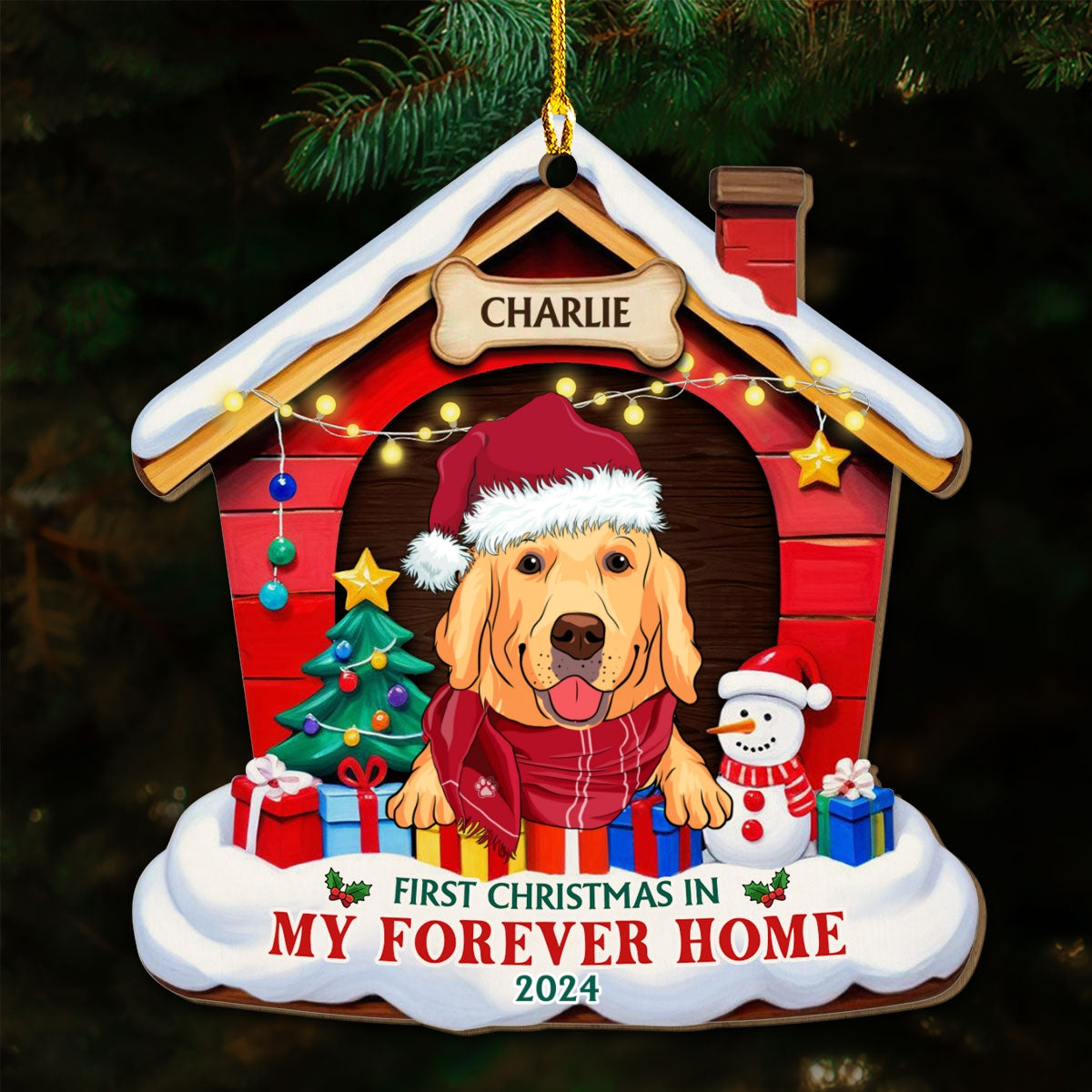 Custom Christmas Decor Home Birthday Gifts For Dog Lovers • Dog Forever Home - Personalized Wood Ornament