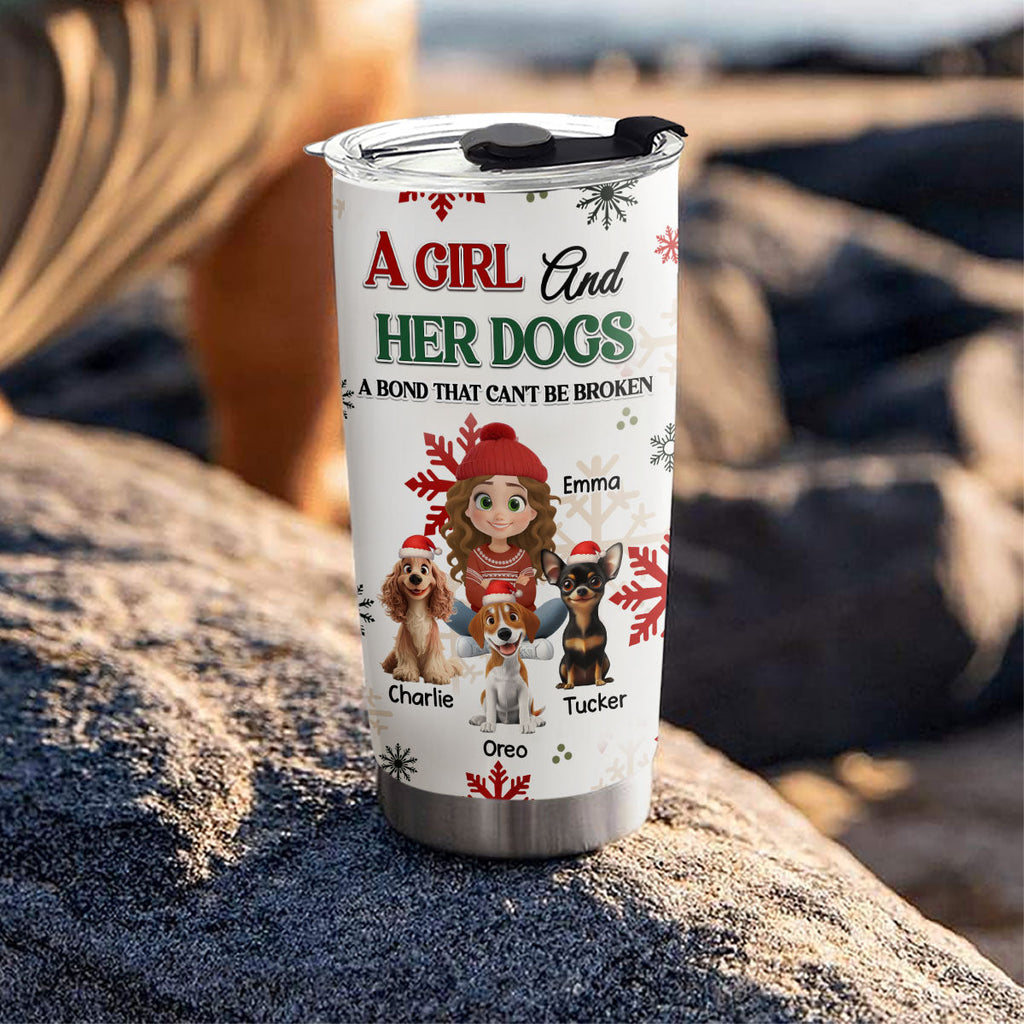 Custom Christmas Birthday Gifts For Dog Mom, Dog Lovers • A Girl And Her Dog Love Christmas - Personalized Tumbler