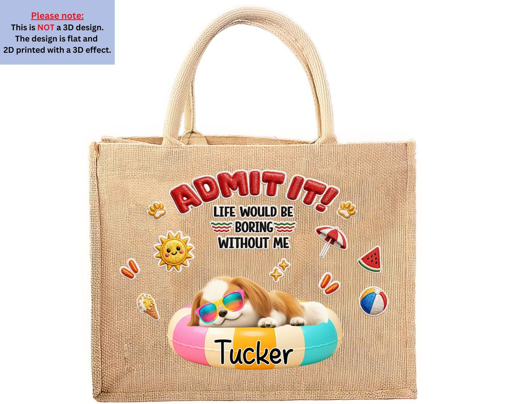 Cutie Summer Dog - Personalized Jute Tote Bag