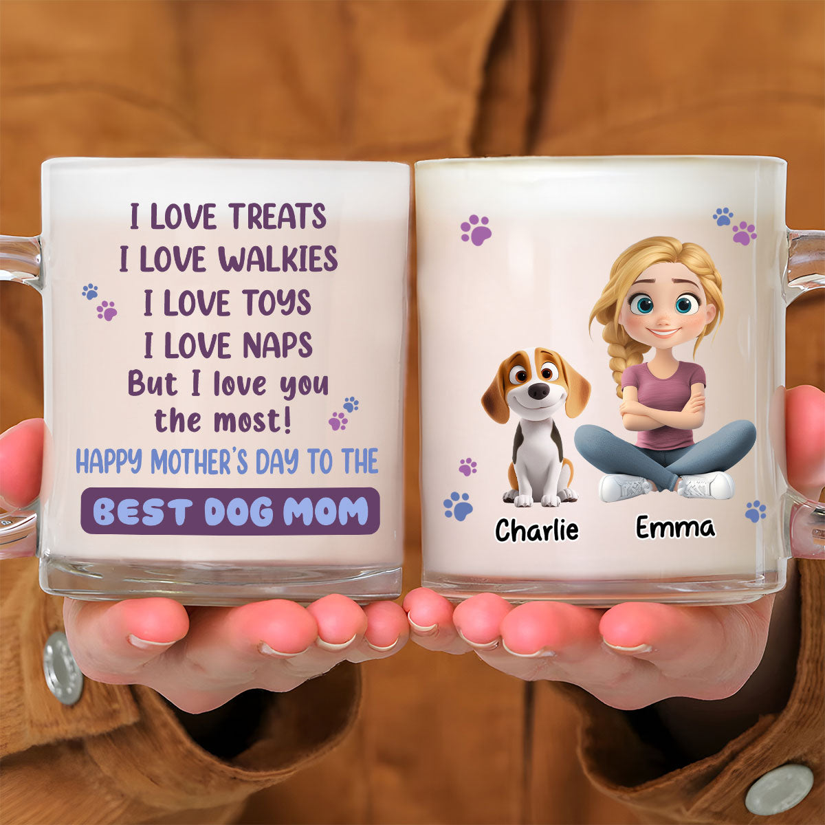 Custom Mother's Father's day Birthday Gifts For Dog Lovers • I Love You The Most Dog Mom Dad - Personalized Glass Mug