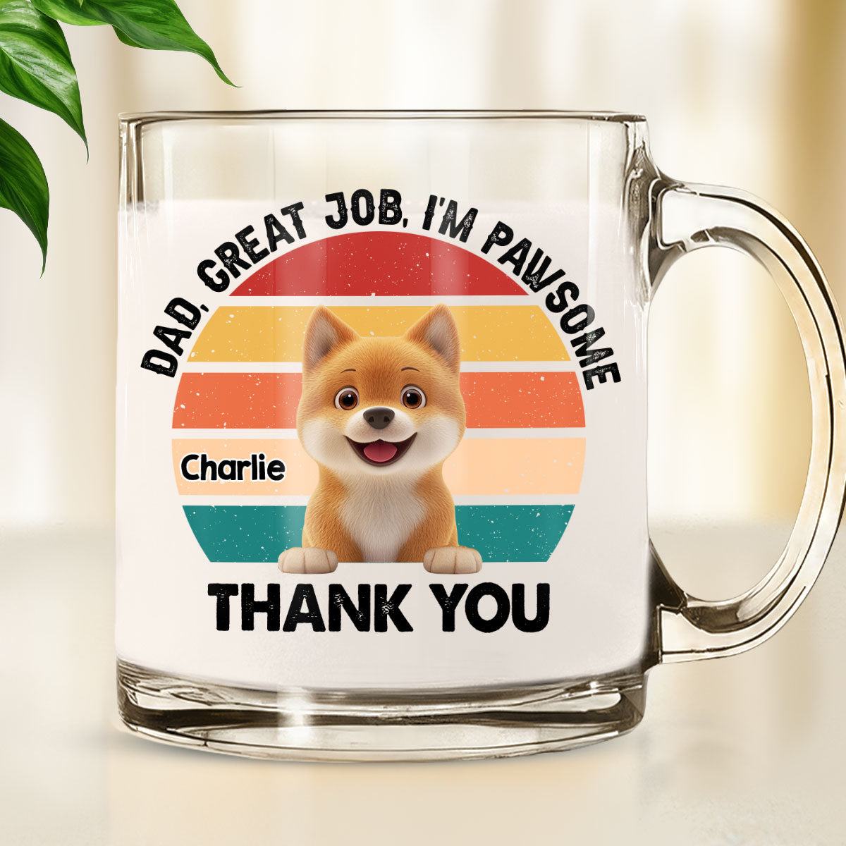Custom Father's day Birthday Gifts For Dog Dad, Dog Lovers • Great Job I Am Pawsome - Personalized Glass Mug