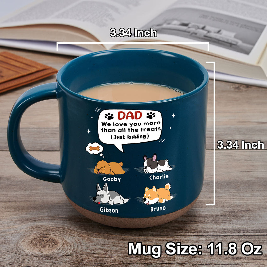Custom Christmas Birthday Gifts For Dog Lovers • I Love You More Than Treats - Personalized Pottery Mug
