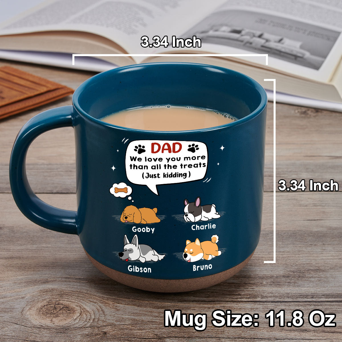 Custom Christmas Birthday Gifts For Dog Lovers • I Love You More Than Treats - Personalized Pottery Mug