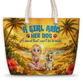 Girl And Dog On Beach - Personalized Beach Bag