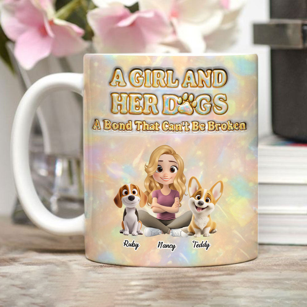 Custom Christmas Birthday Gifts For Dog Mom, Dog Lovers • A Girl And Her Dog Pearl - Personalized 3D Inflated Effect Mug