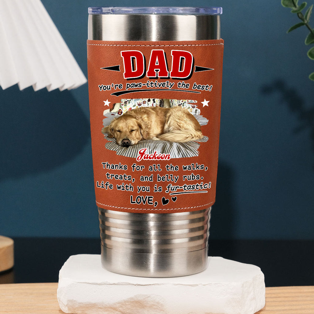 Custom Photo Christmas Birthday Gifts For Dog Lovers • Life Is Fantastic Now Photo - Personalized Leather Tumbler