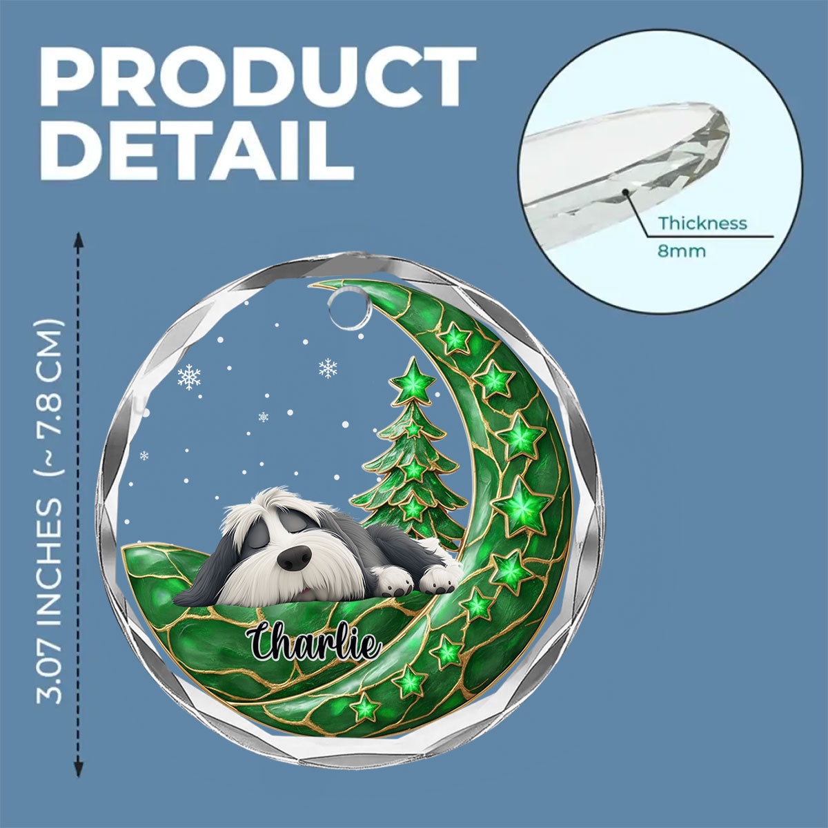 Custom Christmas Decor Home Birthday Gifts For Dog Lovers • Beside Pearl Of You - Personalized 3D Effect Glass Ornament