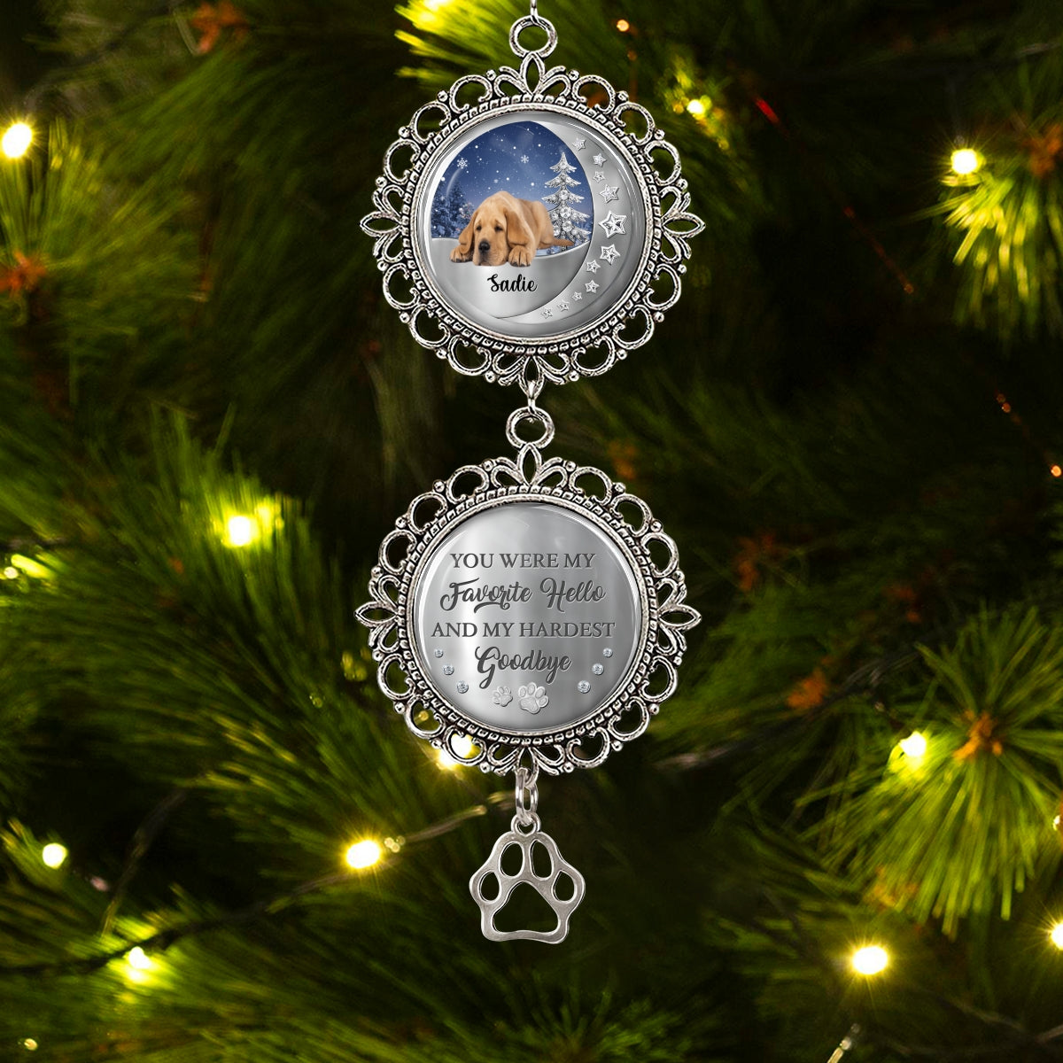 Custom Christmas Memorial Sympathy Gifts For Dogs, Cats • Beside You Photo - Personalized Charming Ornament