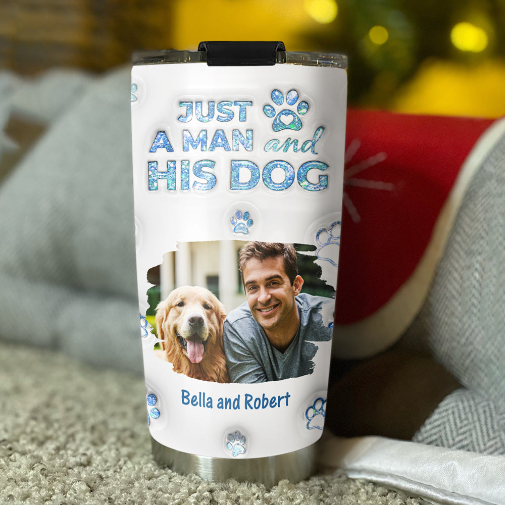 Custom Photo Christmas Birthday Gifts For Dog Dad, Dog Lovers • You Are The Miracle Dad Ver Photo - Personalized 3D Inflated Effect Tumbler