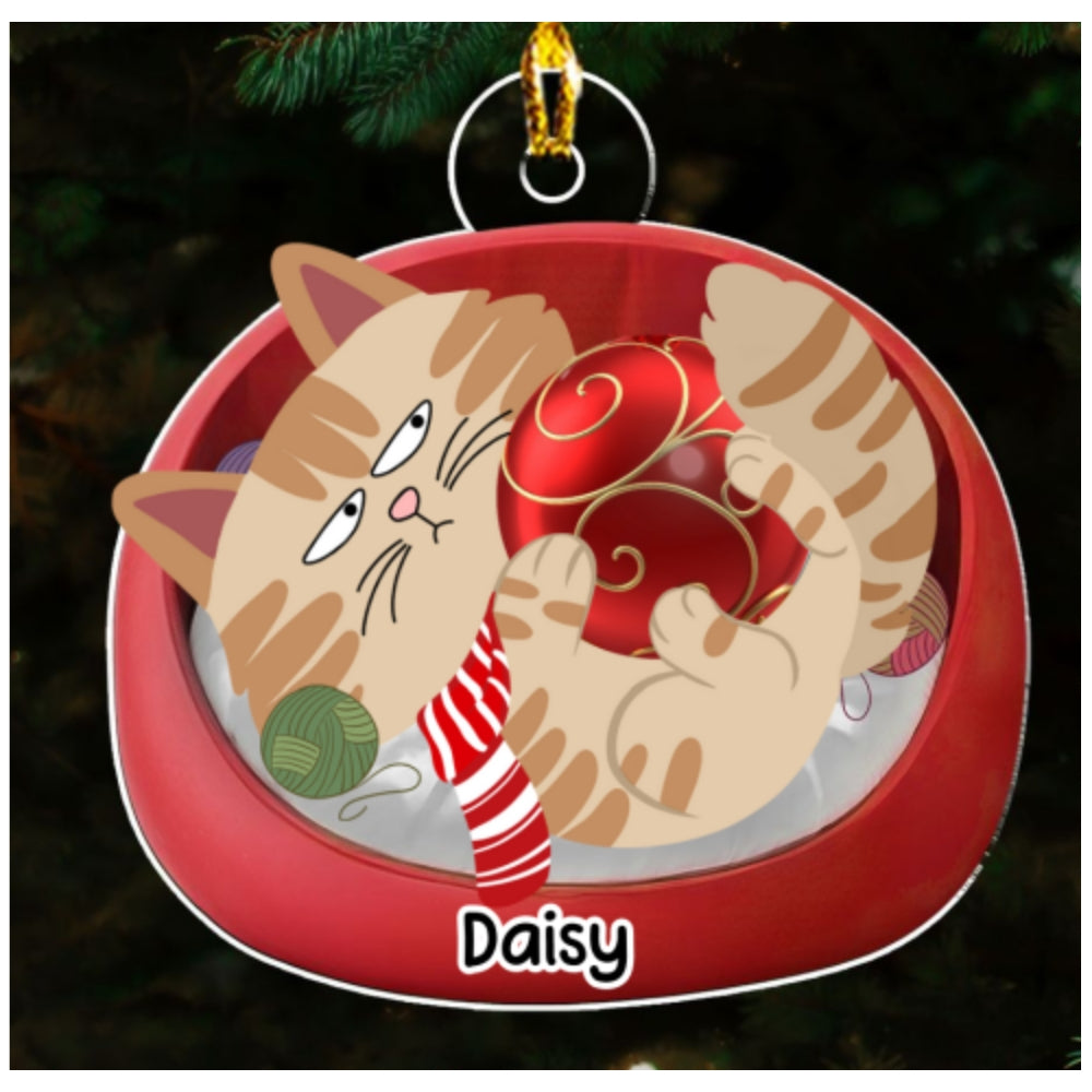 Custom Christmas Decor Home Birthday Gifts For Cat Lovers • Lovely Swinging Cat - Personalized Acrylic Ornament