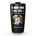 Custom Photo Christmas Birthday Gifts For Cat Lovers • Human And Their Cat Cartoon Christmas Photo - Personalized Tumbler