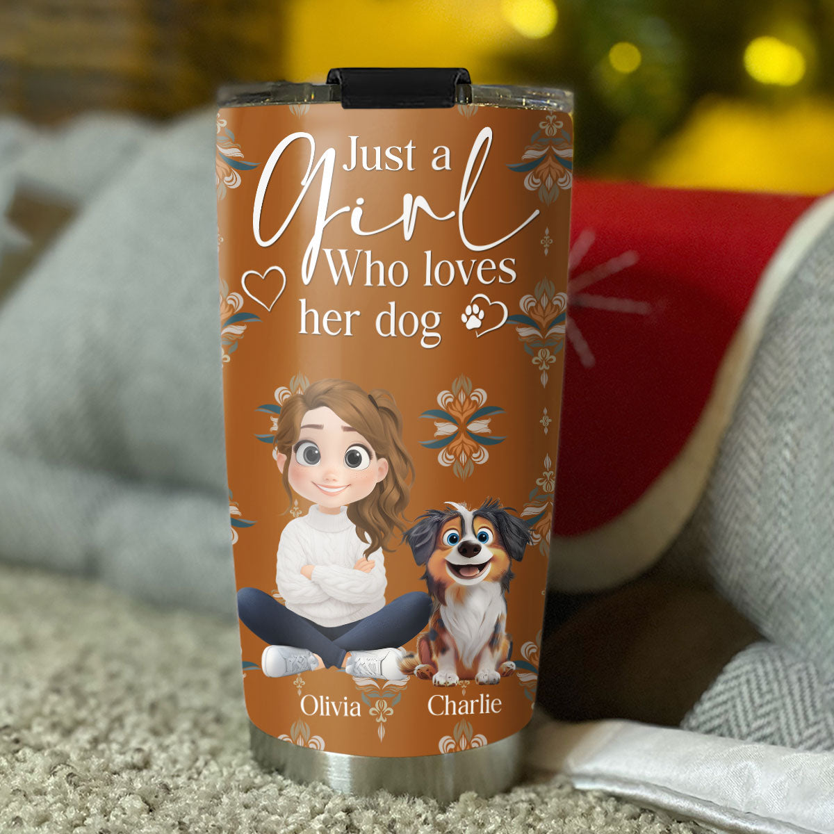 Custom Christmas Birthday Gifts For Dog Mom, Dog Lovers • Stay Here With Dogs - Personalized Tumbler