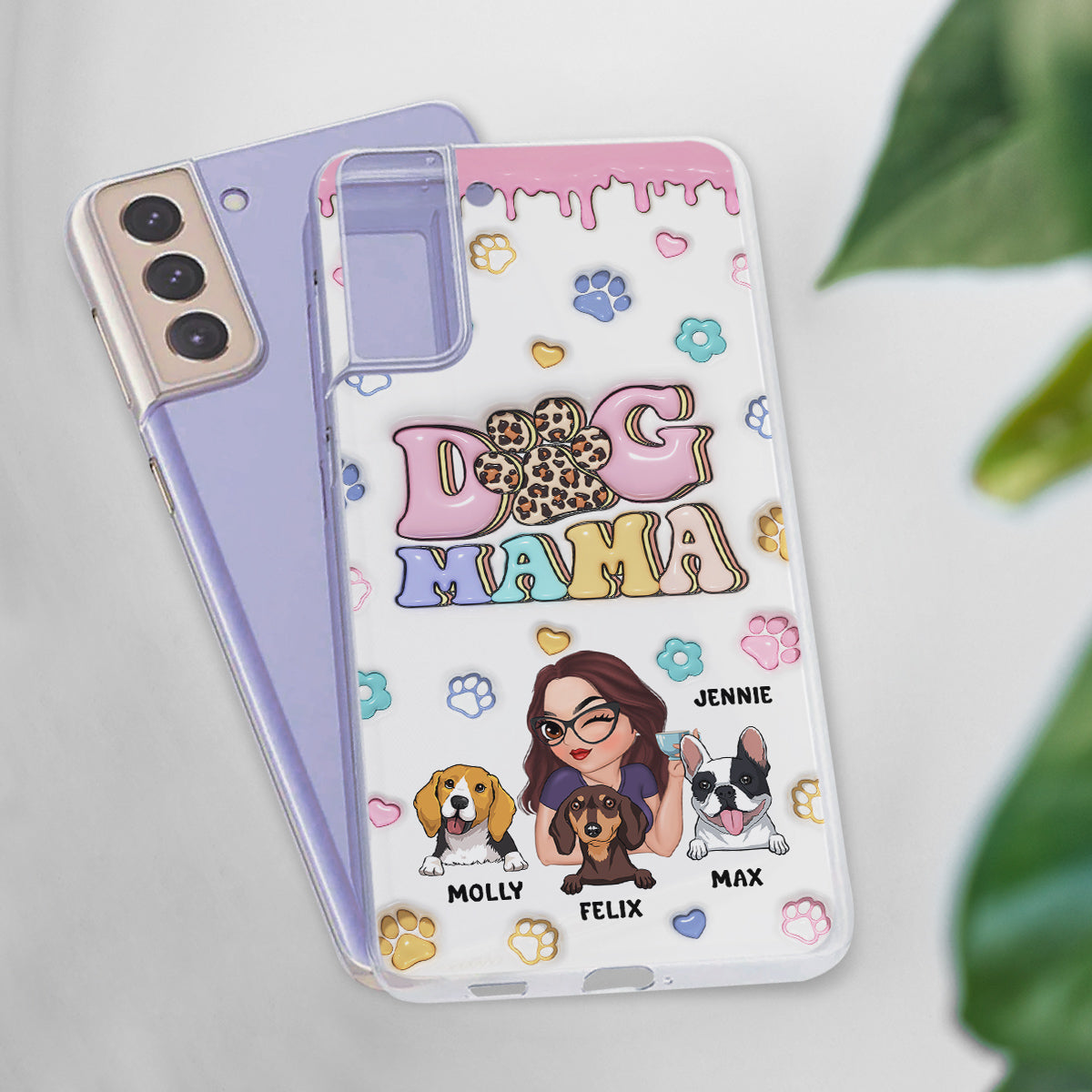 Dog Mom For Life - Personalized 3D Inflated Effect Phone Case
