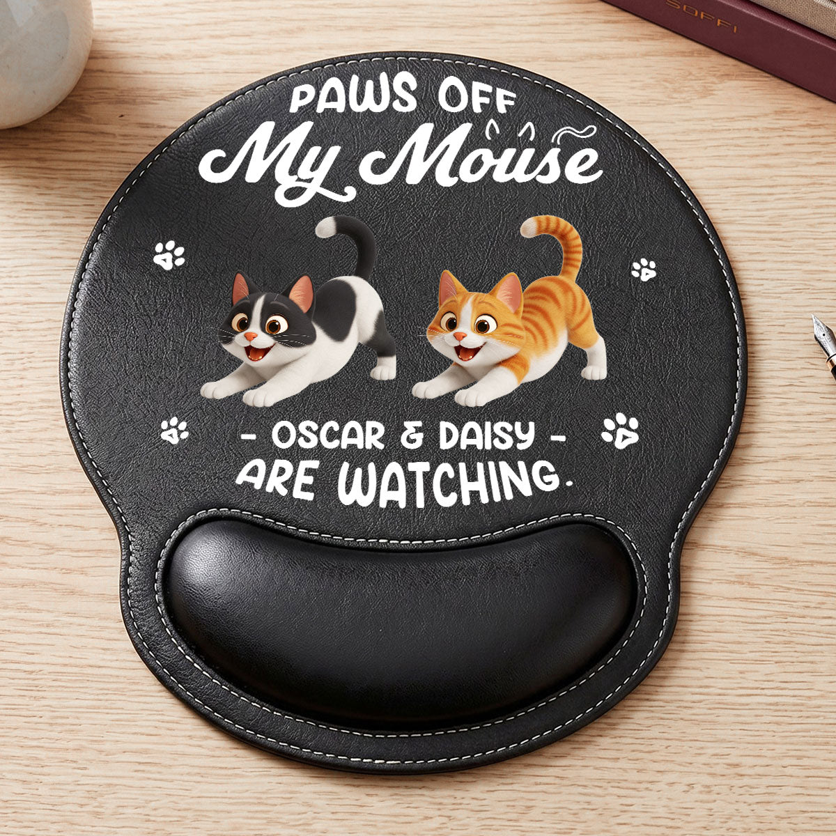 Paws Off My Mouse - Personalized Leather Mouse Pad