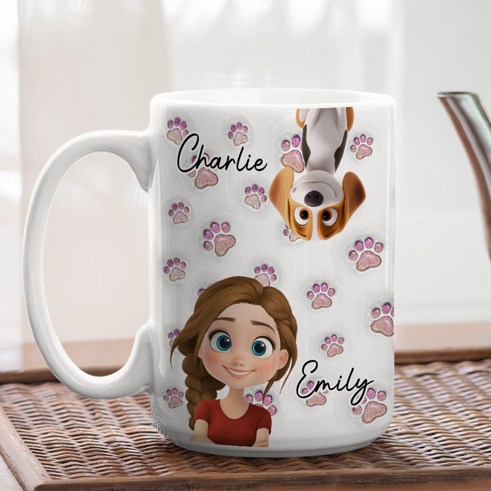 Custom Christmas Birthday Gifts For Dog Mom, Dog Lovers • Lovely Pink Dog Mom - Personalized 3D Inflated Effect Mug