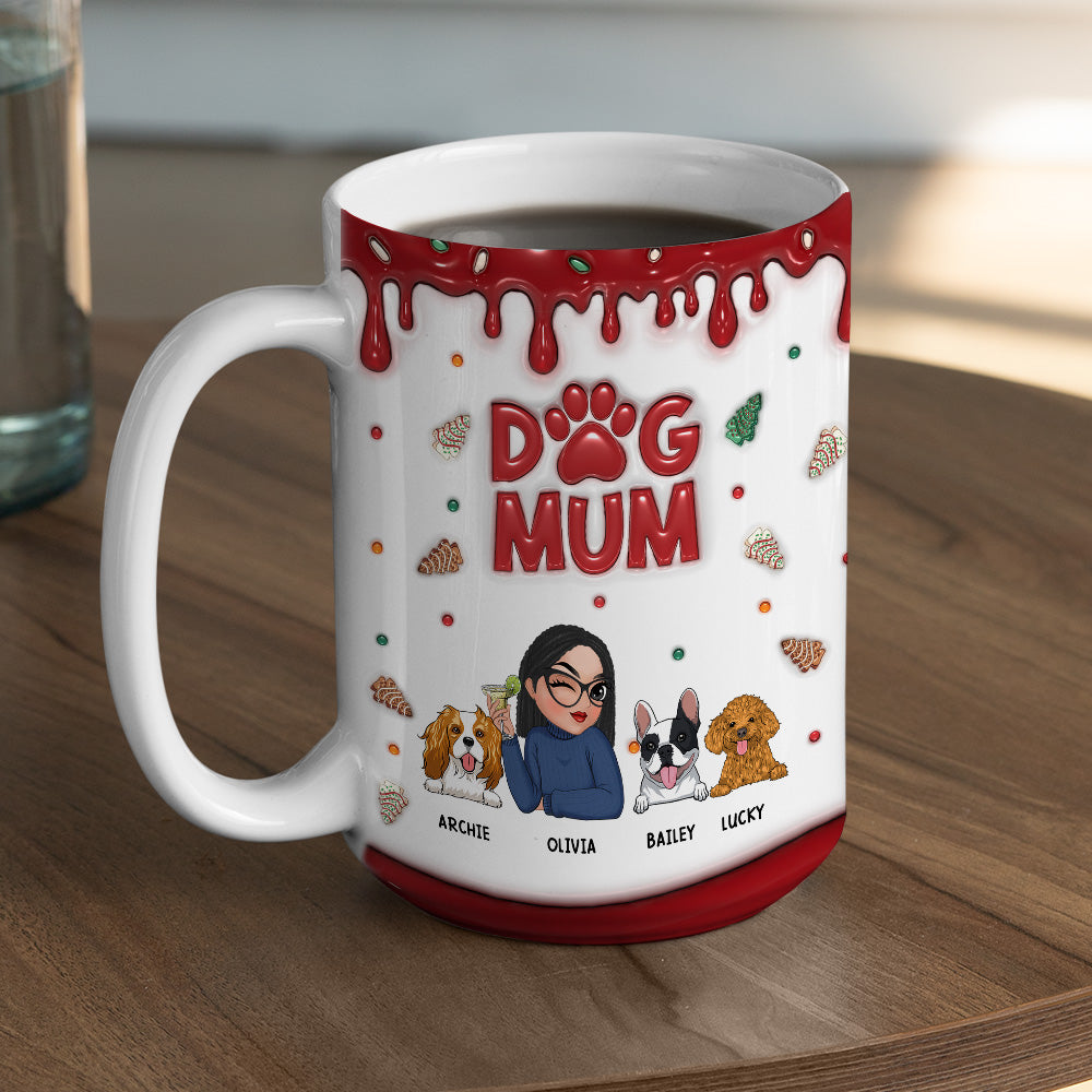 Custom Mother's day Birthday Gifts For Dog Mom, Dog Lovers • Lovely Dog Mom Cake - Personalized 3D Inflated Effect Mug