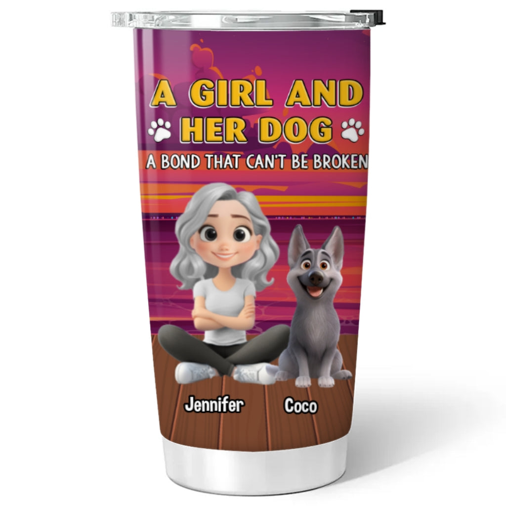 Custom Mother's day Birthday Gifts For Dog Mom, Dog Lovers • Ocean Glow With Pet - Personalized Tumbler