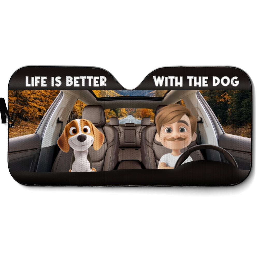 Custom Christmas Birthday Gifts Car Accessories for Dog Parents • Life Is Better - Personalized Car Sunshade