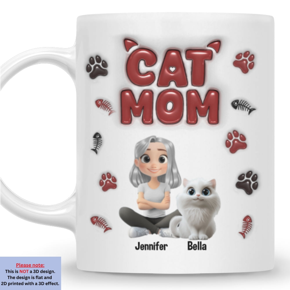 Custom Christmas Birthday Gifts For Cat Mom, Cat Lovers • Lovely Cat Mama - Personalized 3D Inflated Effect Mug