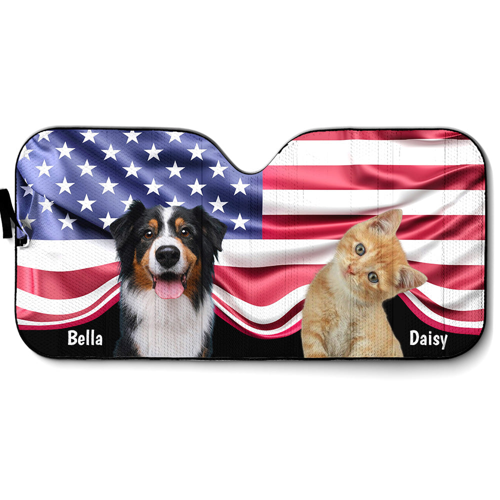 Proud American Pets Photo - Personalized Car Sunshade