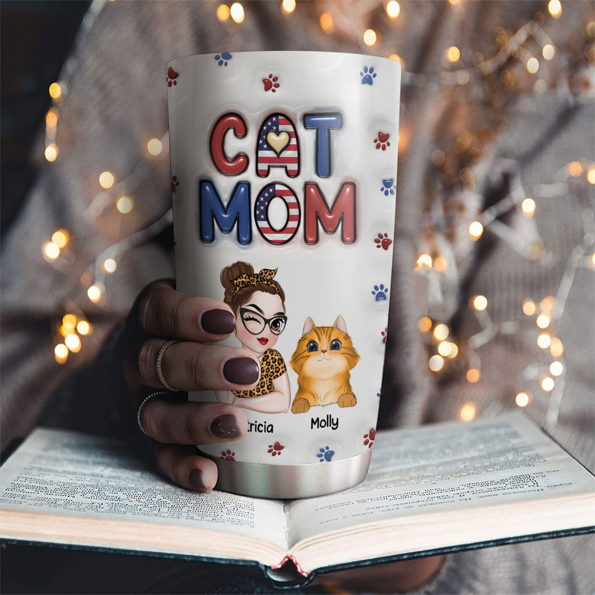 Custom Mother's day Birthday Gifts For Pet Mom, Pet Lovers • Lovely Cat Mom Version 3 - Personalized 3D Inflated Effect Tumbler