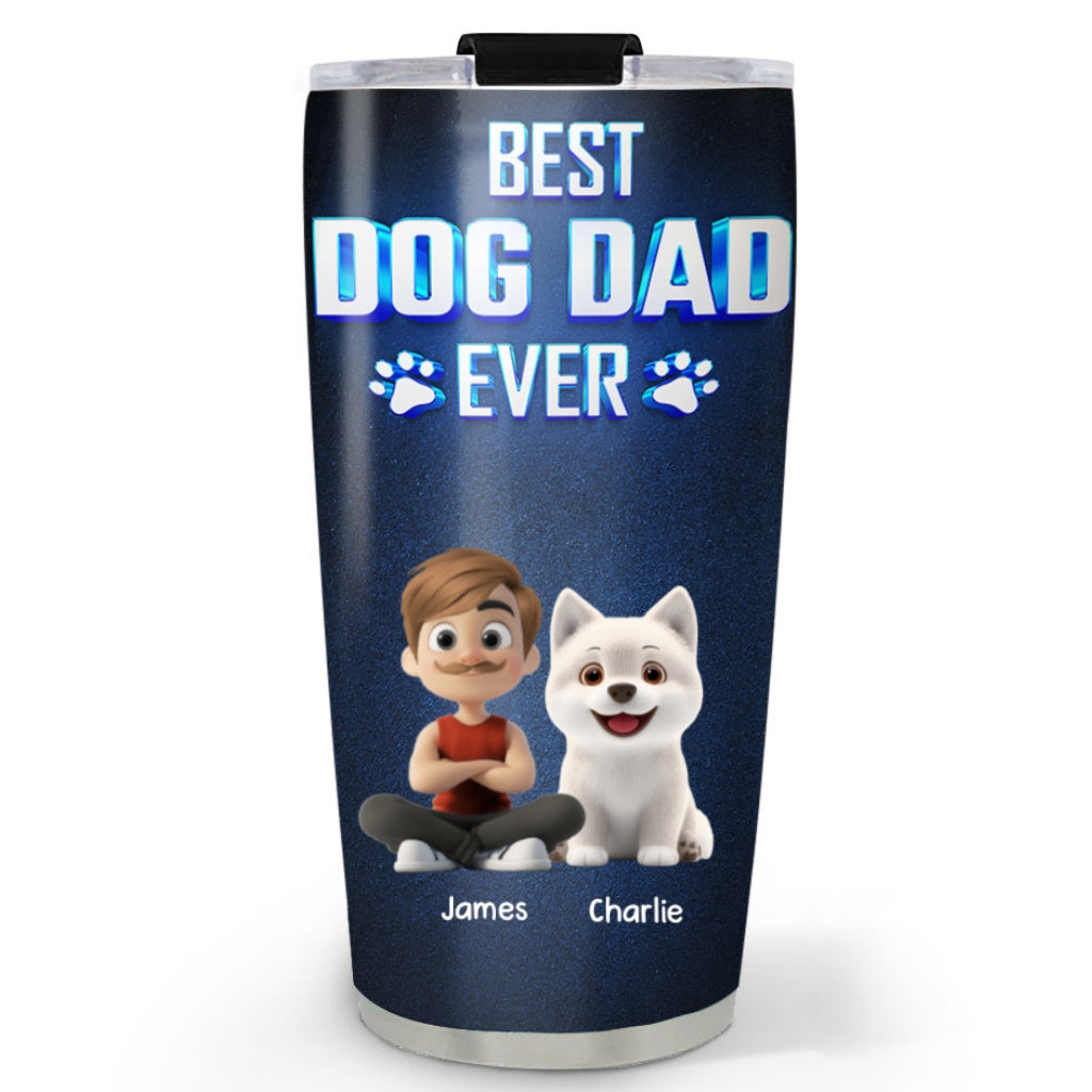 Custom Father's day Birthday Gifts For Dog Dad, Dog Lovers • Dog Dad Blue - Personalized Tumbler