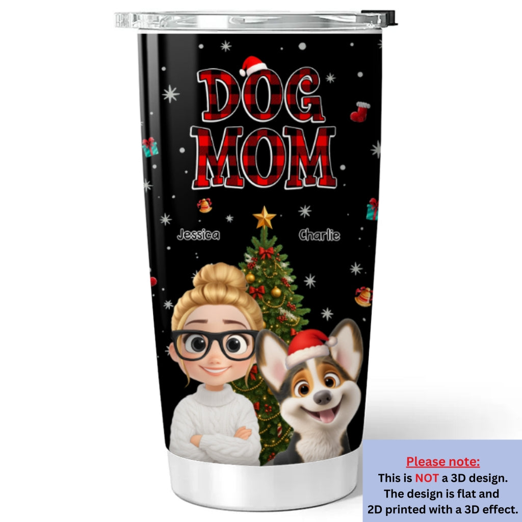 Custom Christmas Birthday Gifts For Dog Mom, Dog Lovers • Jolly Season - Personalized 3D Effect Tumbler