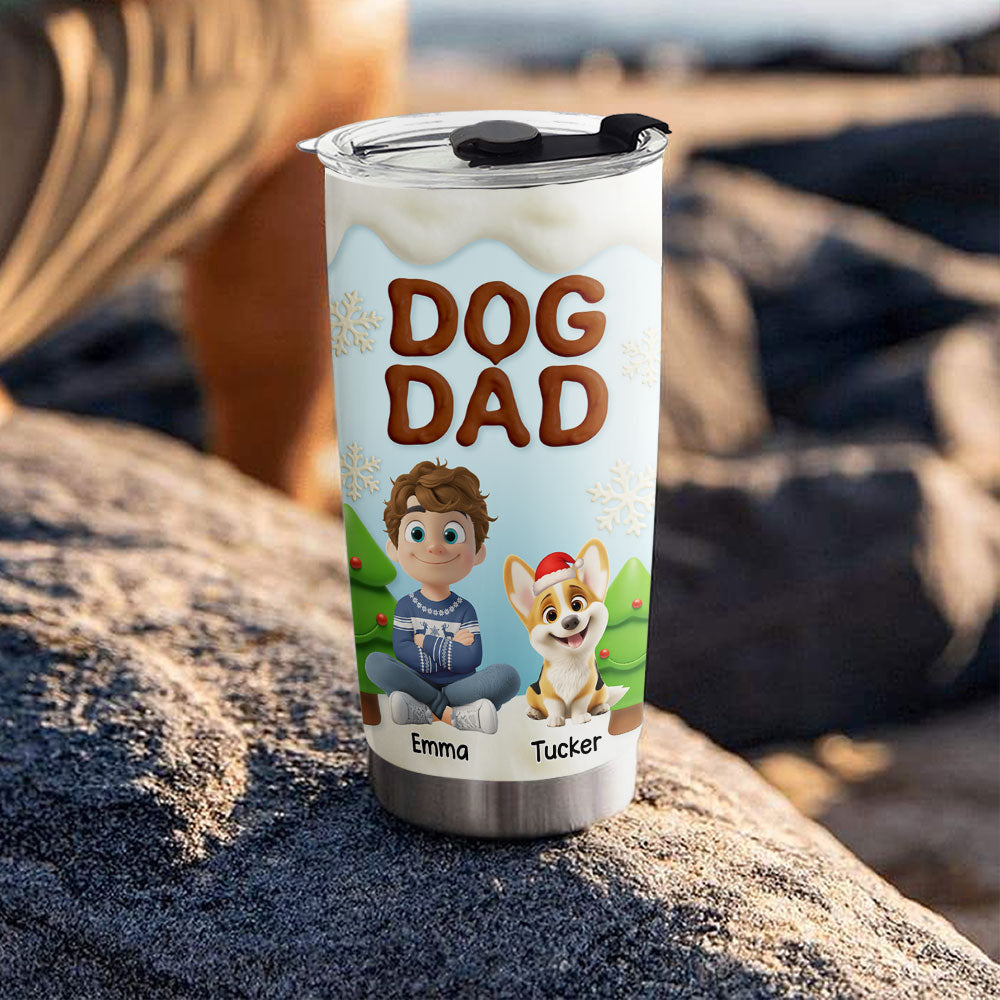 Custom Christmas Birthday Gifts For Dog Lovers • Dog Mom Dad Christmas Color - Personalized 3D Effect Tumbler