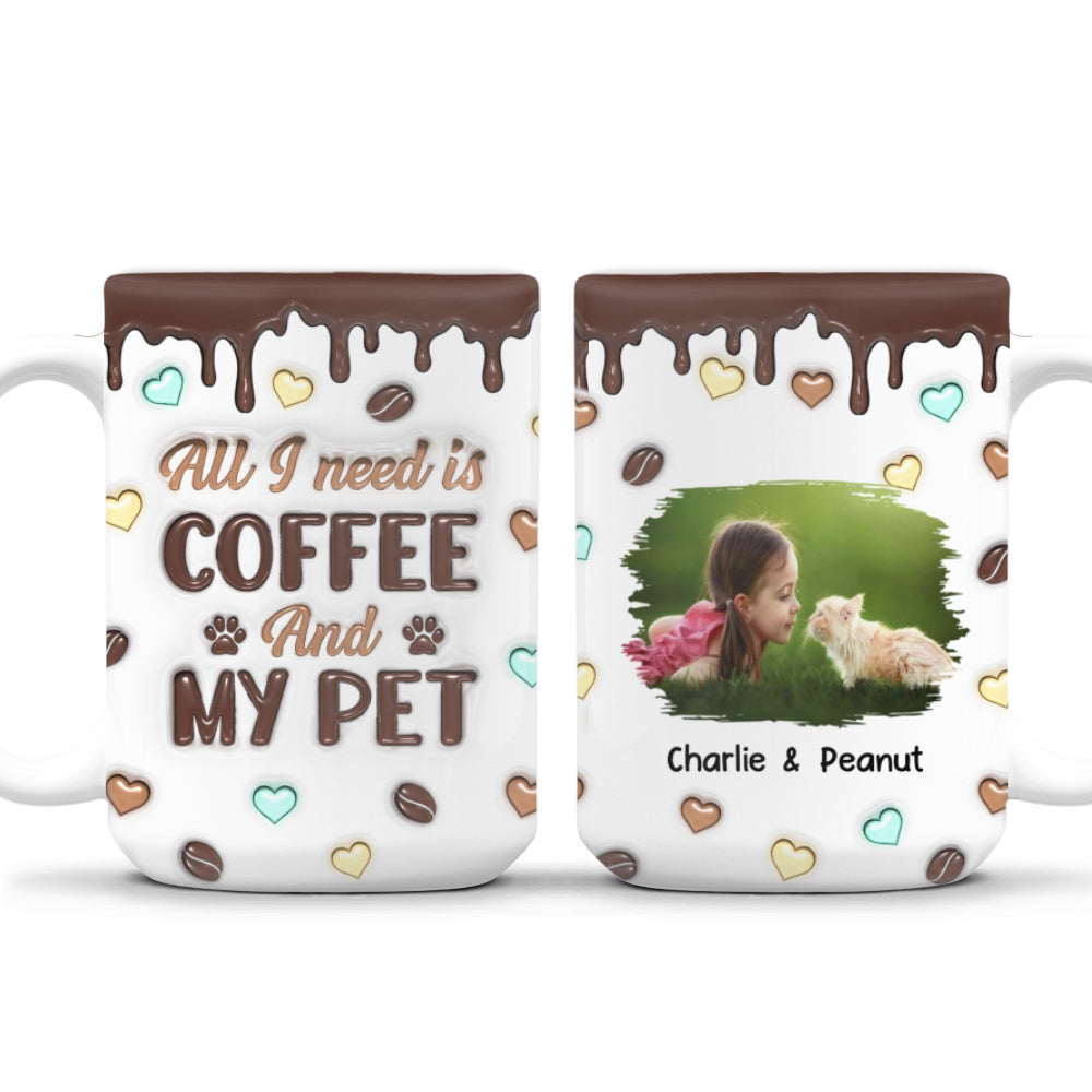 Coffee And Pet Photo - Personalized 3D Inflated Effect Mug