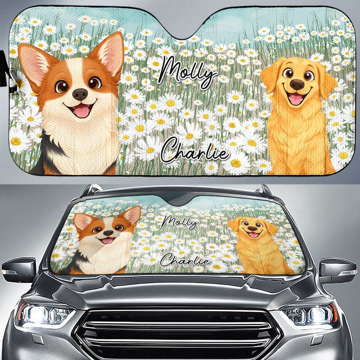 Custom Christmas Birthday Gifts Car Accessories for Dog Parents • Is It Spring Yet - Personalized Car Sunshade