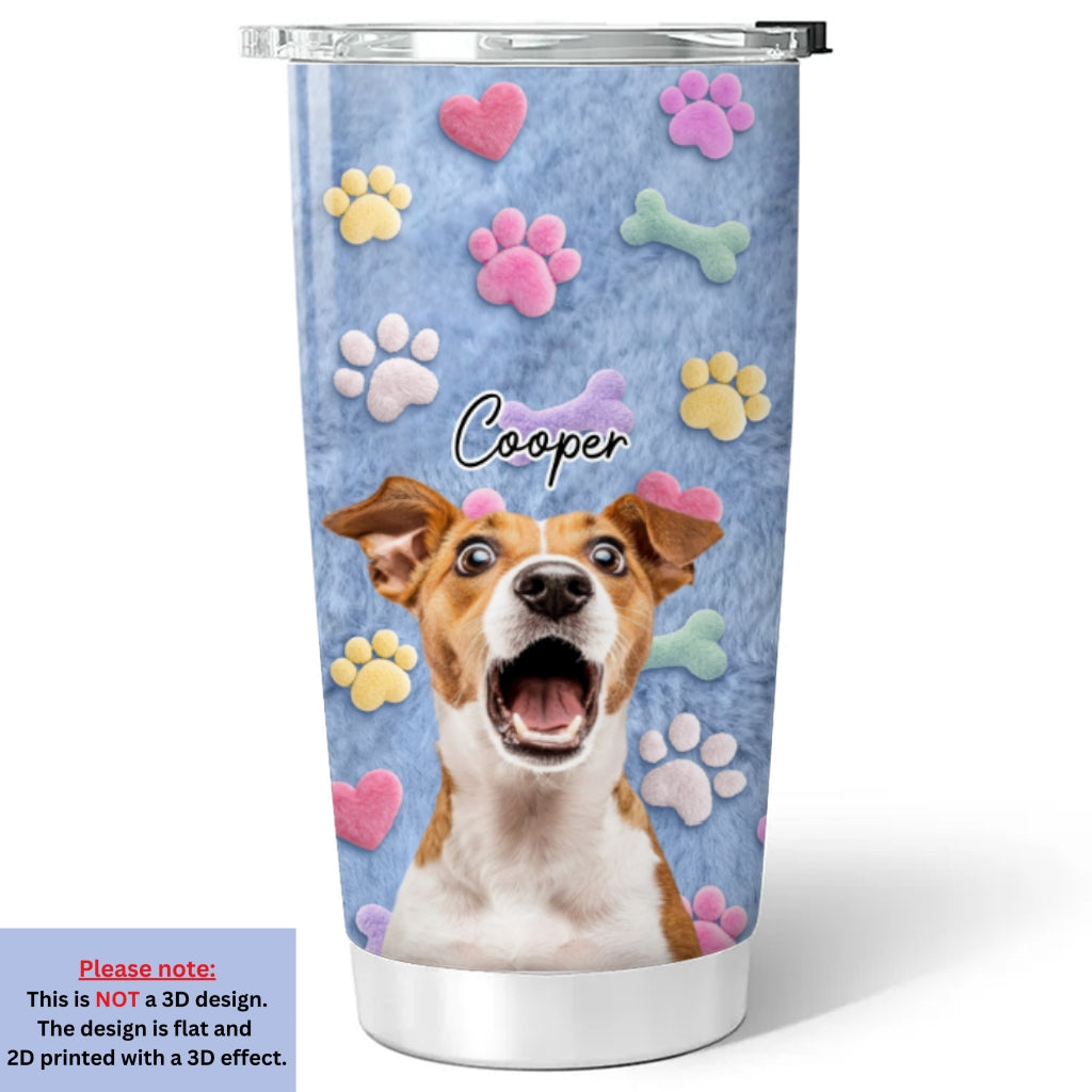 Custom Photo Christmas Birthday Gifts For Dog Mom, Dog Lovers • Dog Fur Photo - Personalized 3D Effect Tumbler