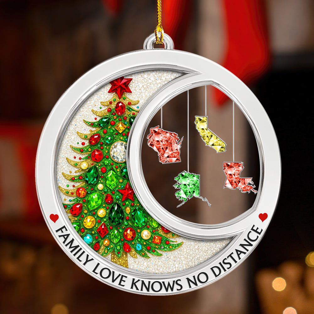 Family Love Knows No Distance Crystal - Personalized Acrylic Ornament