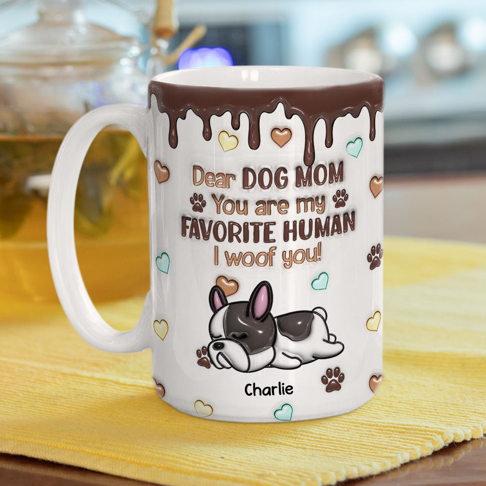 Custom Christmas Birthday Gifts For Dog Lovers • Favorite Human Version 2 - Personalized 3D Inflated Effect Mug