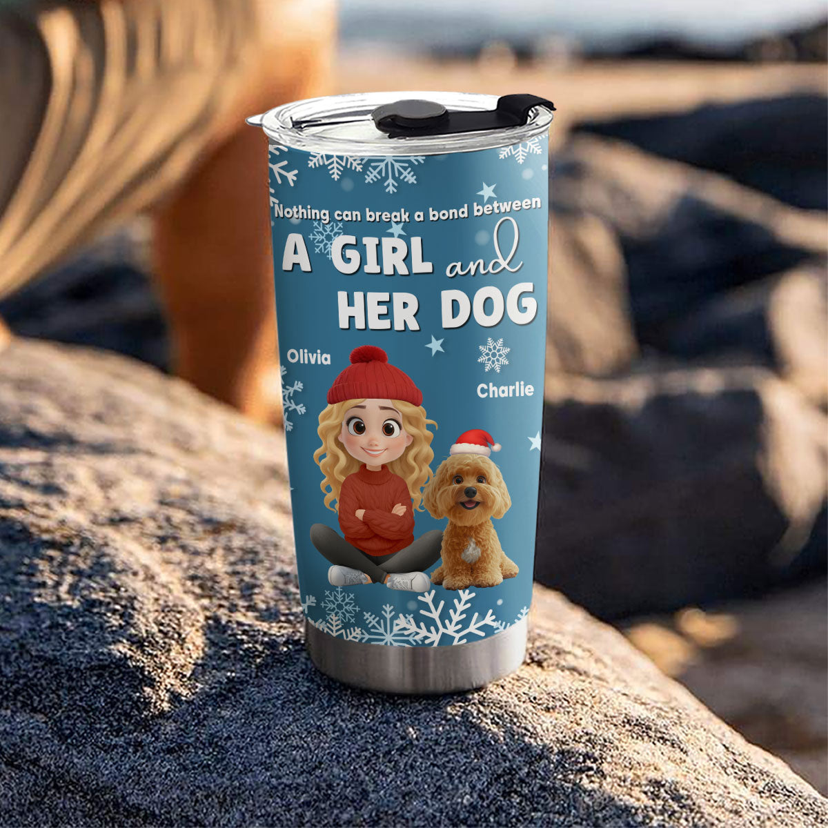 Custom Christmas Birthday Gifts For Dog Mom, Dog Lovers • White Christmas - Personalized Tumbler