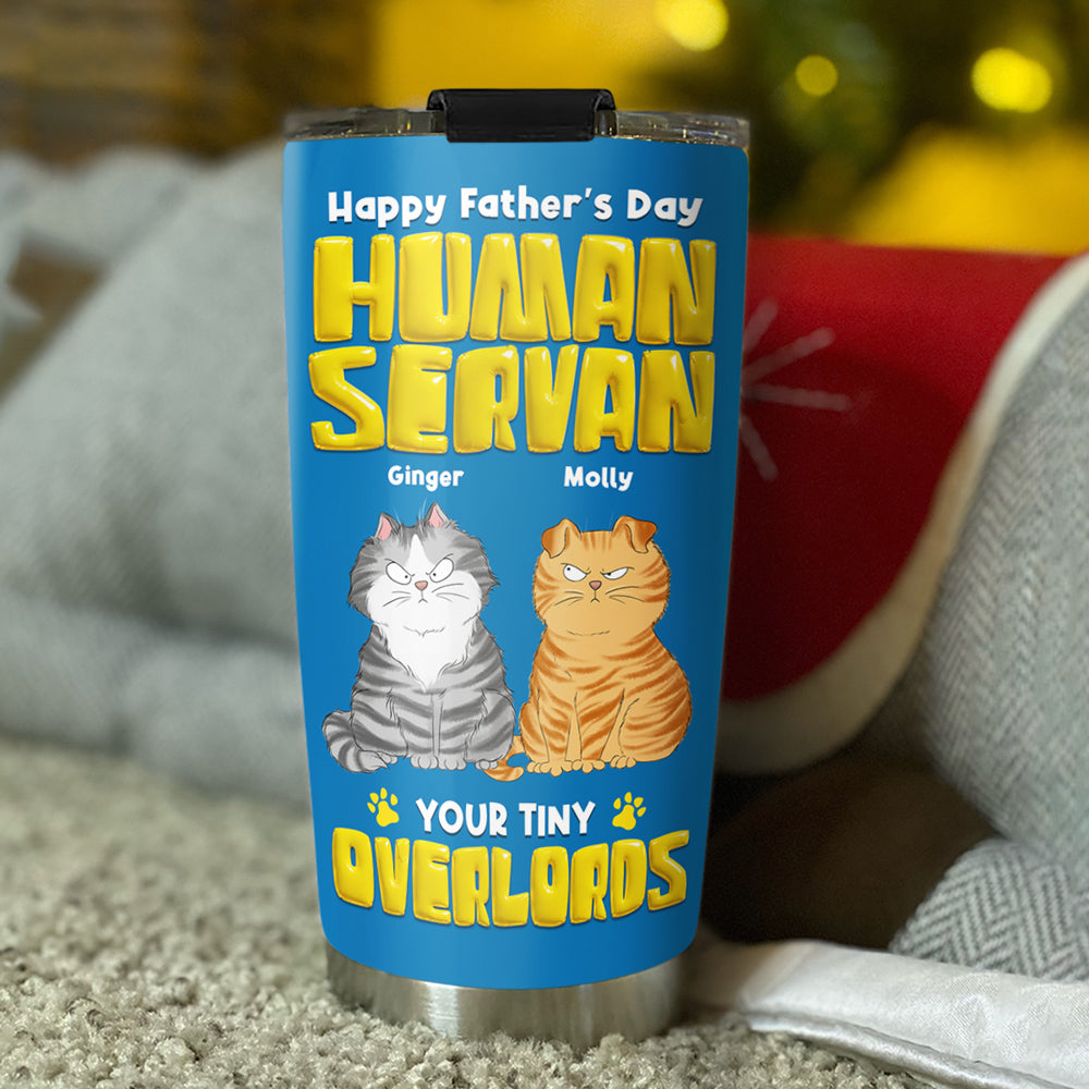 Custom Father's day Birthday Gifts For Cat Dad, Cat Lovers • Cat Overlord Rules - Personalized Tumbler