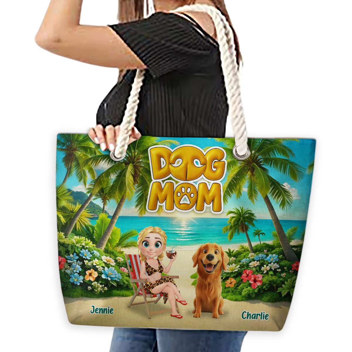 Custom Summer Trips Birthday Gifts For Dog Mom • Dog Mom Summer - Personalized Beach Bag