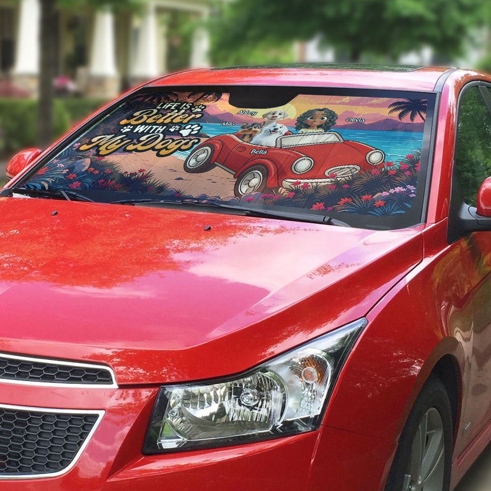 Custom Christmas Birthday Gifts Car Accessories for Dog Parents • Dog And Car - Personalized Car Sunshade