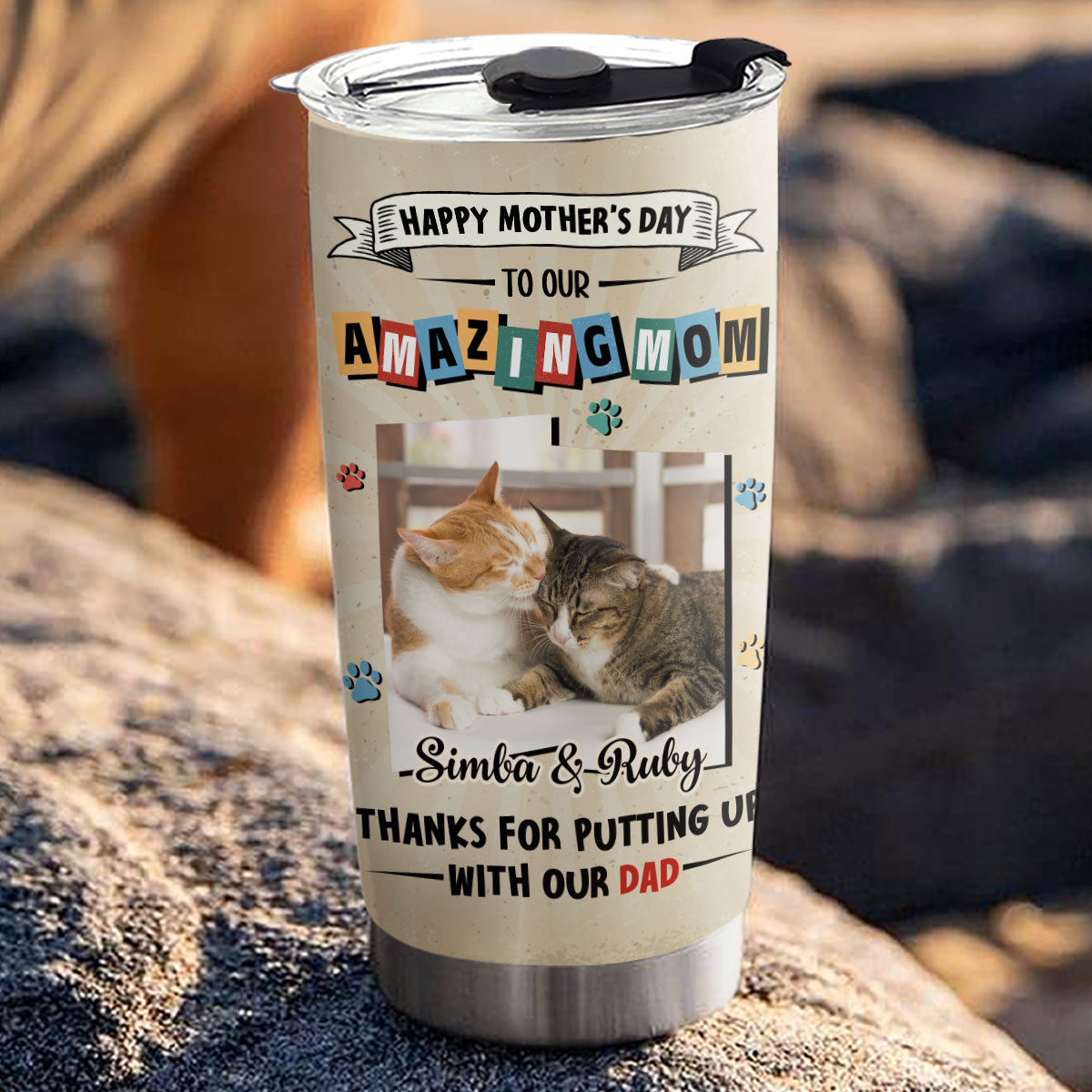 Custom Photo Mother's day Birthday Gifts For Pet Mom, Pet Lovers • Cat Approved Mom Photo - Personalized Tumbler