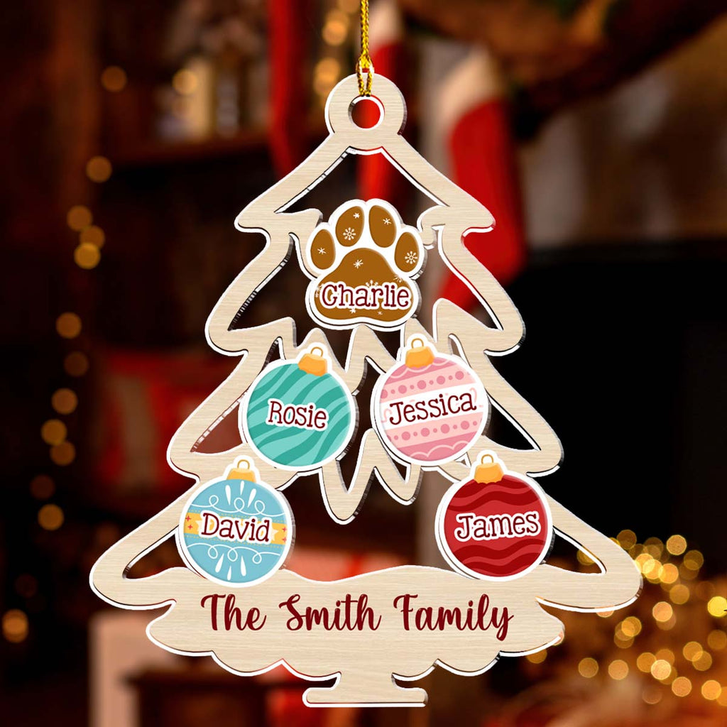 Family Tree Merry Christmas - Personalized Acrylic Ornament